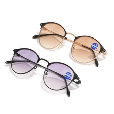Bifocal Tinted Reading Glasses For Men Women Round Retro Outdoor Sunglasses New