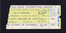 1974 Eric Clapton concert ticket stub Palm Beach Raceway FL 461 Ocean Boulevard