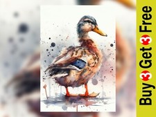Watercolor Duck Print - Charming 5" x 7" Wildlife Art for Home Decor