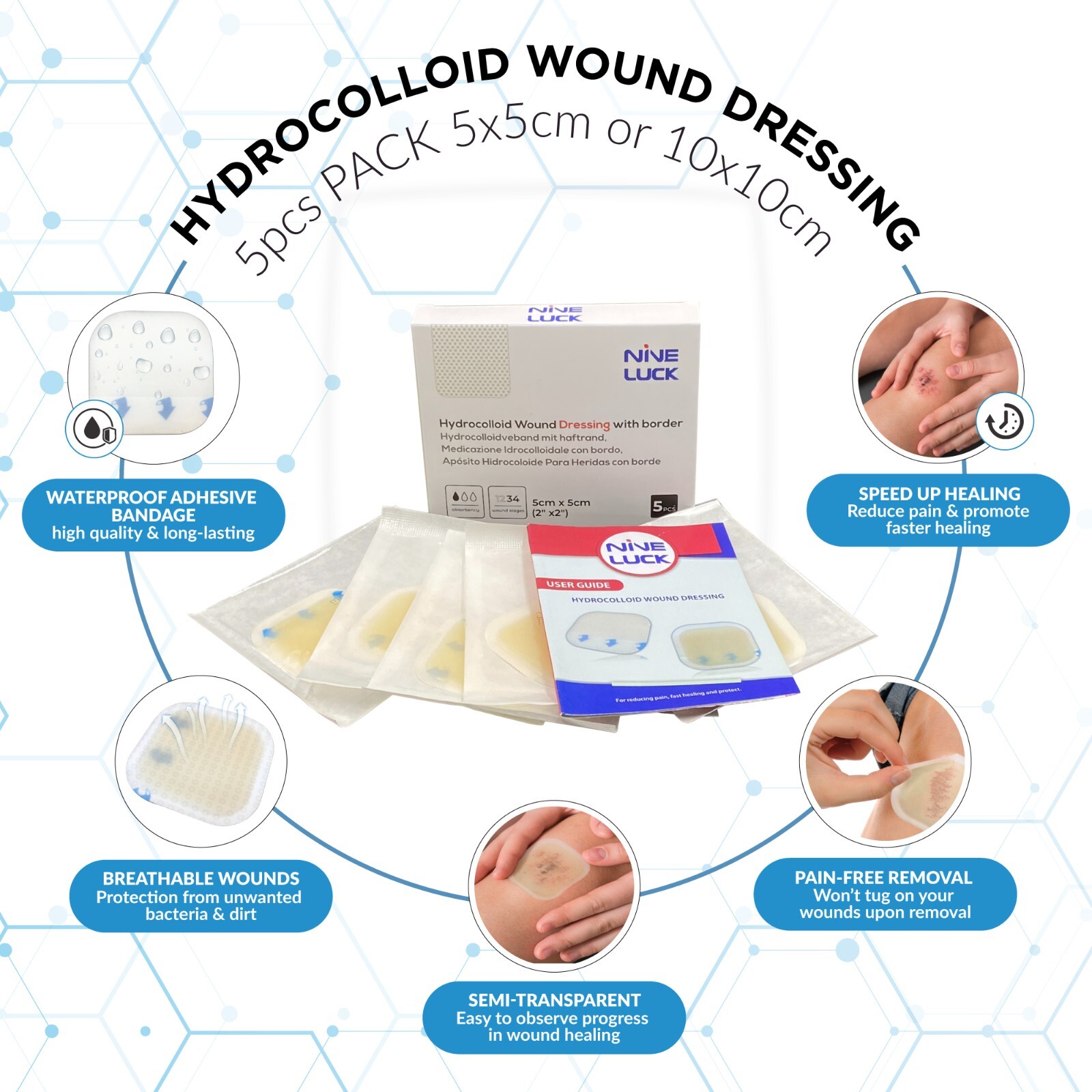 Extra Thin 10cm x 10cm Hydrocolloid Dressing Pressure Sore Wound