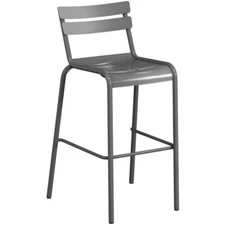 10 PACK Matte Gray Powder Coated Aluminum Restaurant Barstool Chair For Outdoor