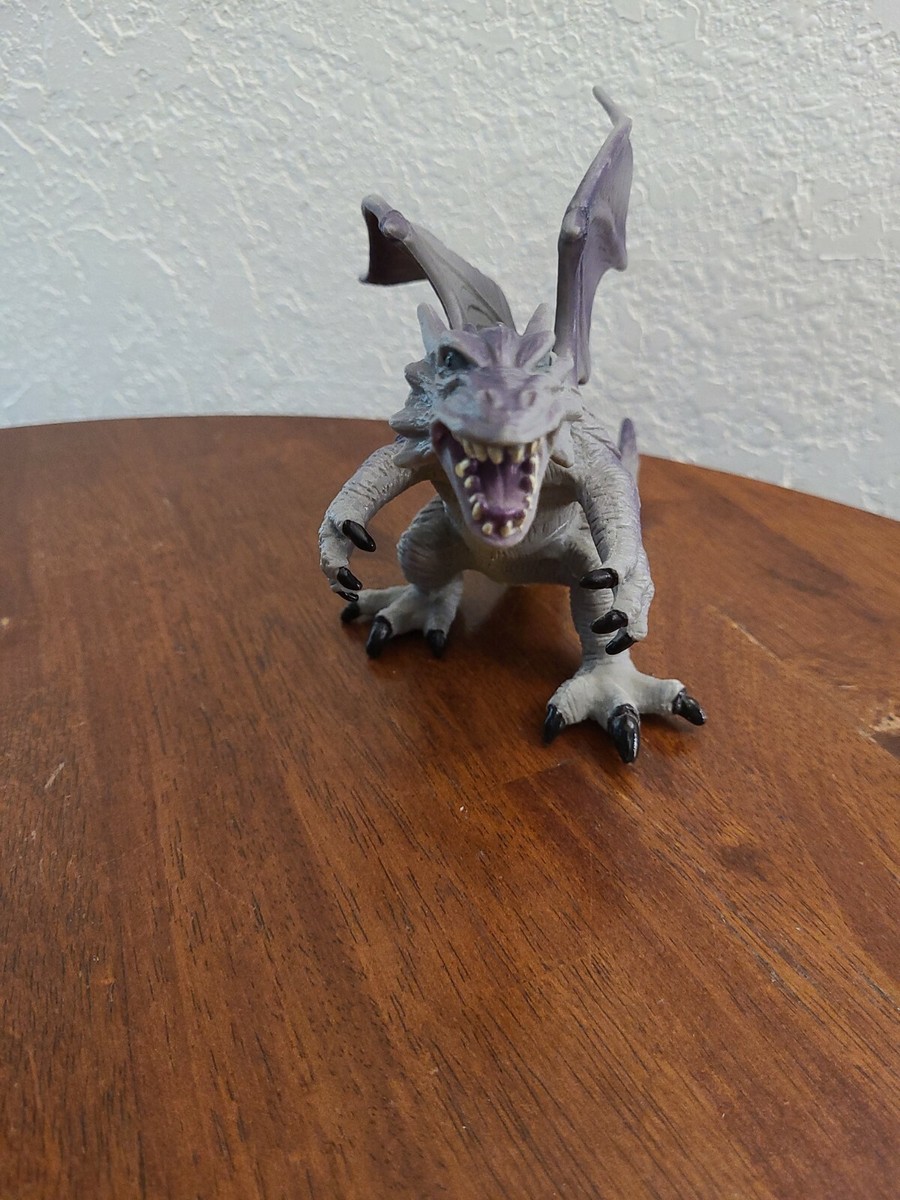 2005 TOYI Winged 8” Purple DRAGON Collectable Plastic Rubber Toy