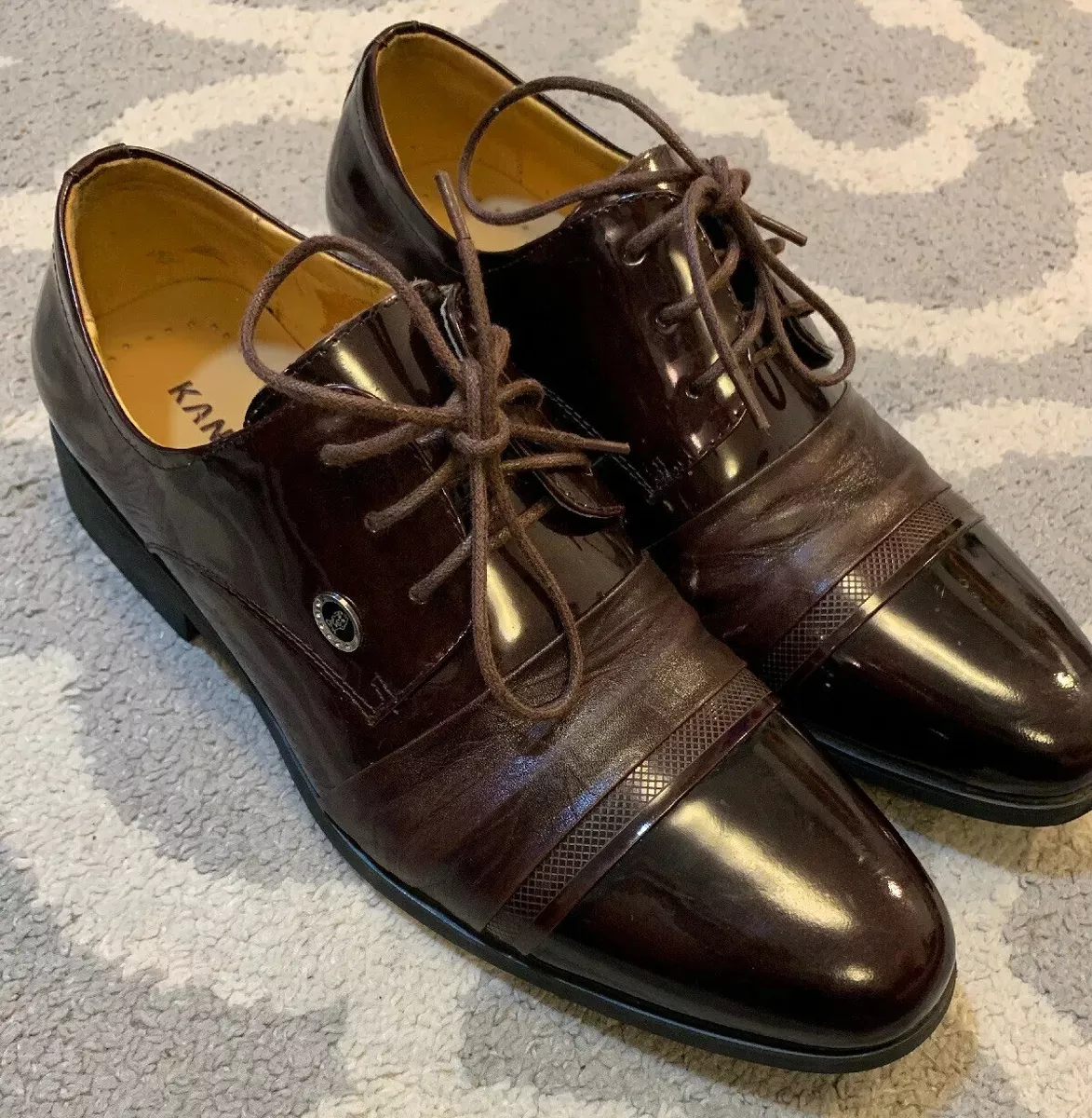 perderse borgoña No puedo leer ni escribir Kangnai Dress Shoes Lace Up Oxfords Leather Burgandy Brown Sz 41 US 8 EUC!  C5 | eBay