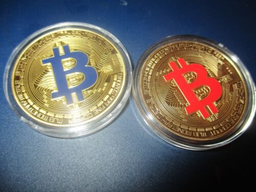 2 x Motiv - Coin / Münze / Medaille , BTC Style  , gold-farbig Optik / CO 17 - Bild 1 von 2