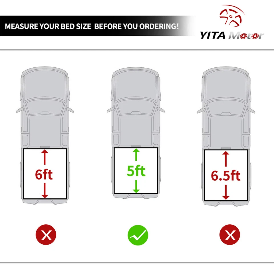 5 ft Bed Tonneau Cover Soft Tri-Fold for 2005-2025 Nissan Frontier Truck w/ Lamp - Image 2 of 4
