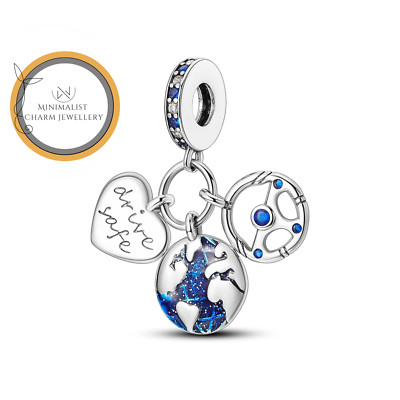 Drive Safe Heart Dangle Charm, World Charm, Heart Charm, Women Gift Charm