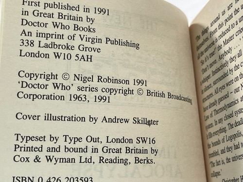 Doctor Who Timewyrm Apocalypse Paperback PB Nigel Robinson Seventh Doctor - Picture 7 of 7