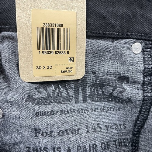 Levi’s 512 Mens Jeans Size 30x30 Black Slim Taper Stretch 5 Pocket Denim NWT $70 - Picture 8 of 13