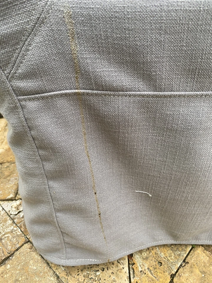 SAFAVIEH ADRIANNA 19" LINEN COVER CHAIR ARCTIC GREY CHERRY MAHOGANY $204 Retail - Image 3 of 4