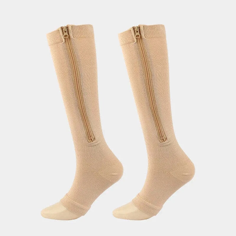 Chaussettes de Compression à Fermeture Éclair pour Homme et Femme-Nylon-Varices - Photo 2/4