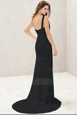sheath/column cowl neck sleeveless chiffon bridesmaid dresses with pleated split Mraelis Trendy Pleated Slit Floor Length Chiffon Bridesmaid Dresses, Silver