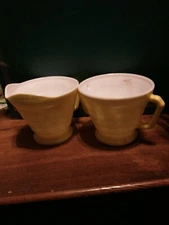 Yellow Hazel Atlas Moderntone Cream And Sugar Set 