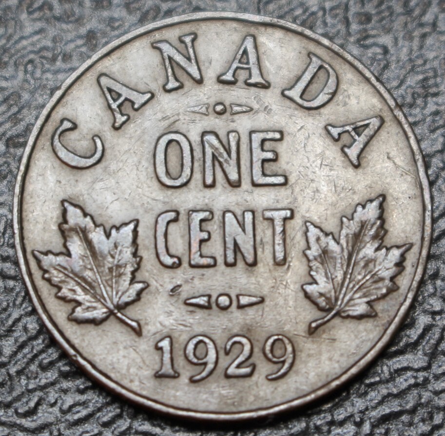 OLD CANADIAN COIN 1929 LOW 9 CANADA ONE CENT - GEORGE V - COPPER