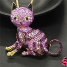 Fashion Women Cute Purple Elegant Cat Animal Crystal Pendant Chain Necklace