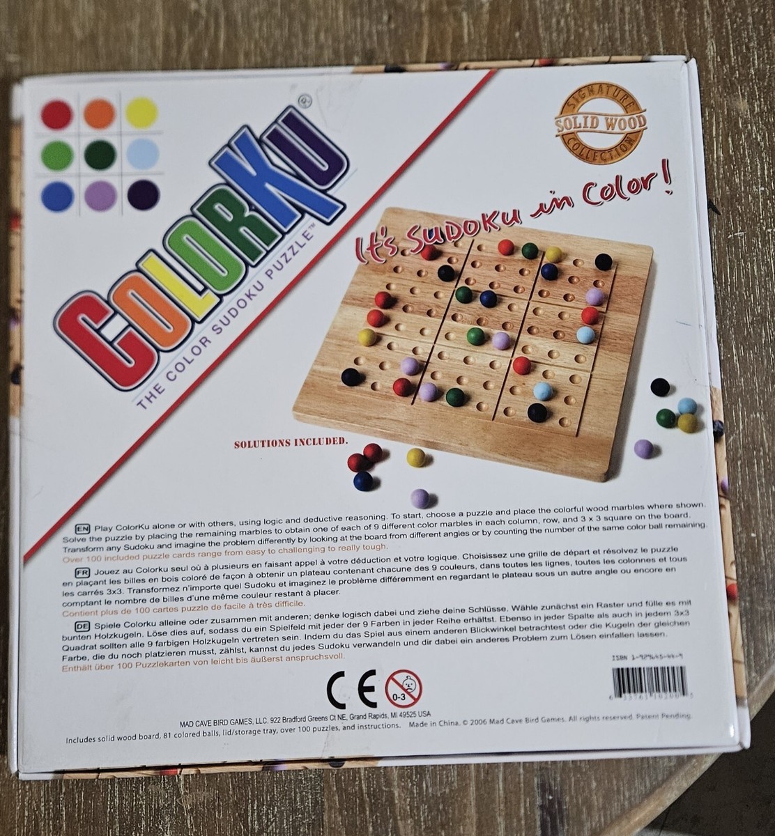 COLORKU Game Color-Sudoku Puzzle, 81 Balls, Solid Wood Board