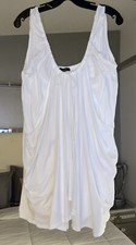 Vera Wang Collection White Cotton Blouse Draped Tunic Mini Dress US 4 EU 38