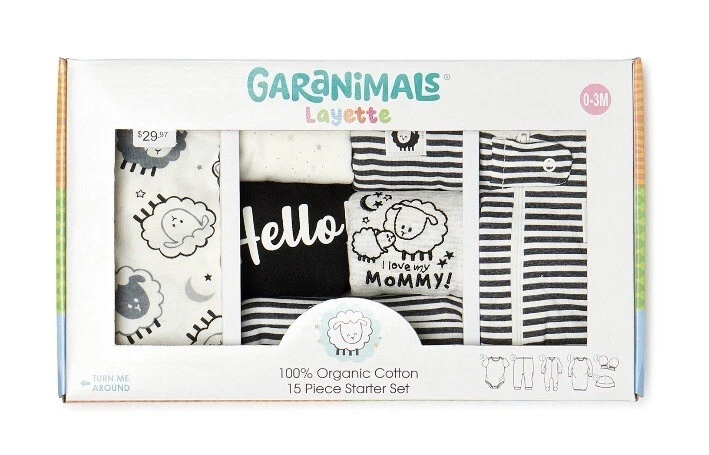 Garanimals Layette 100% Organic Cotton 15-Piece Baby Clothes Set (0-3M)