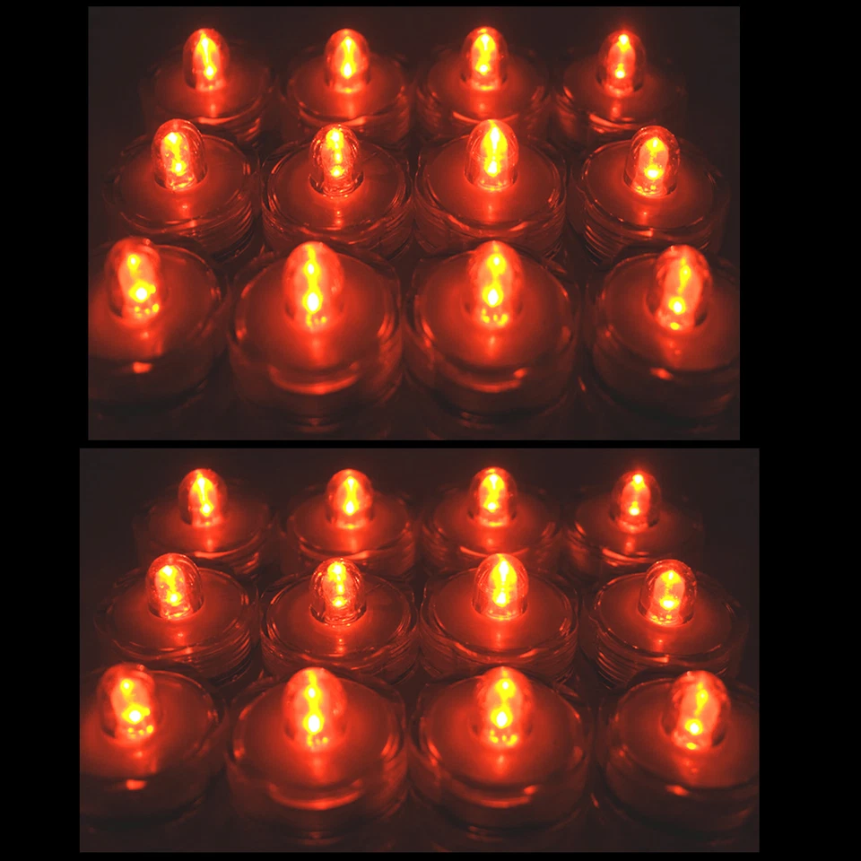 24 pc set ORANGE Jack-O-Lantern Pumpkin LED Battery Tea Light~HALLOWEEN~ FREE SH - Image 2 of 4