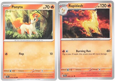 Rapidash - 020/142  - Ponyta 019/142 - Stellar Crown - Evolution Set - NM/M