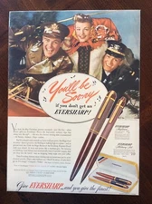 1942 vintage original color ad Eversharp Pens & Pencils Military Set WWII 