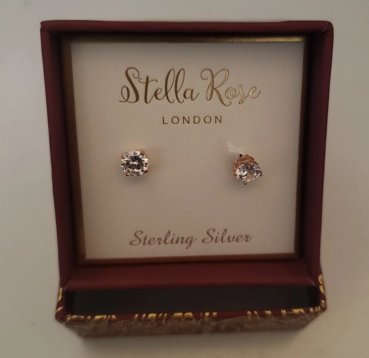 NEW Stella Rose London Gold Toned Sterling Silver Round CZ Stud