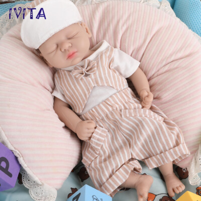 15''Lebensechte Ganzkörper Silikon Süßer Schlafender Junge Puppe Reborn Baby