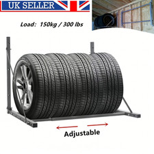 Foldable Car Tyre Rack Wall Mounted Adjustable Garage Spare Wheel Storage Silver
