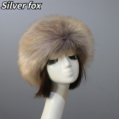 Lady Faux Fur Hat Empty Top Hat Russian Cossack Cap Furry Beanie Winter Warm New