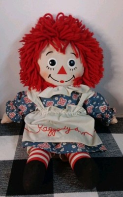 Applause Raggedy Ann Cloth Plush 15'' Doll Embroidered Face