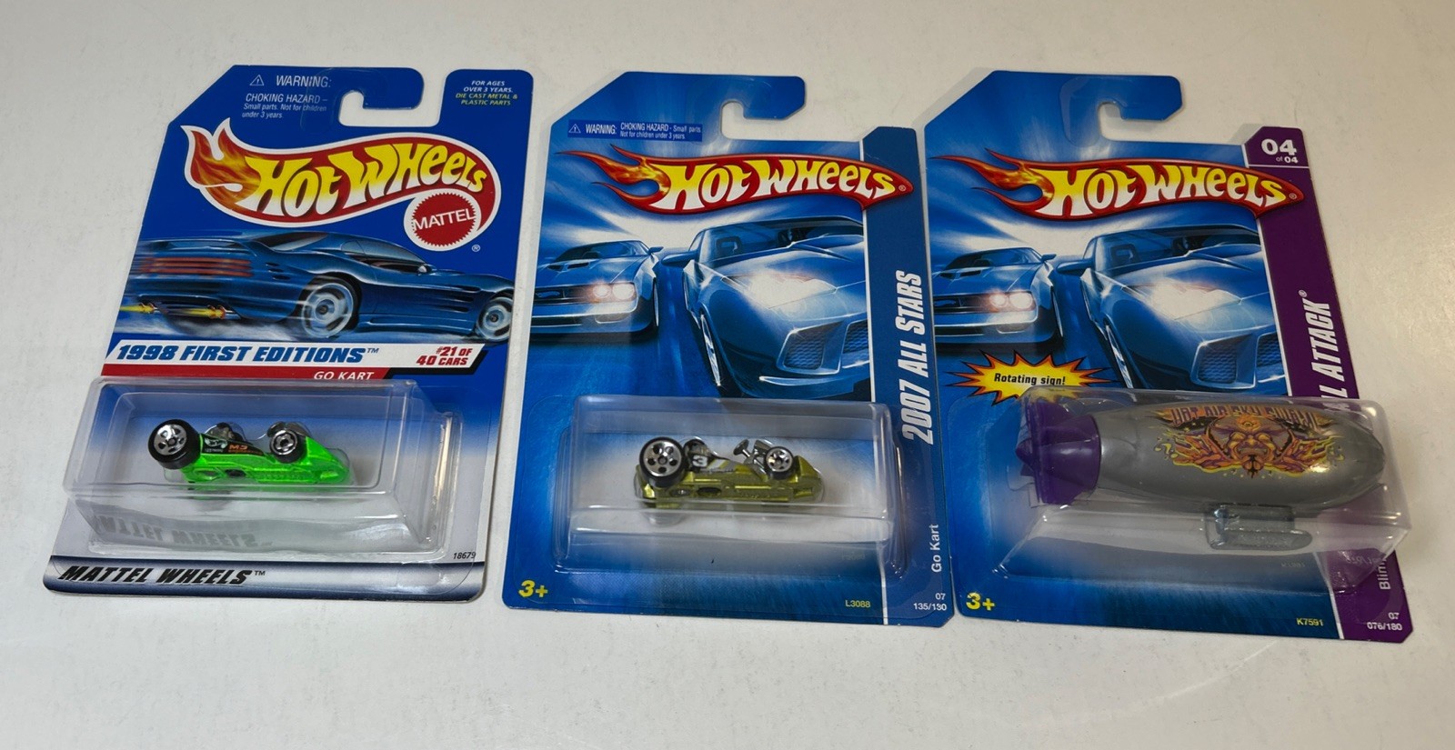 Hot Wheels 1998-2007 Go Kart, Blimp lot of 3