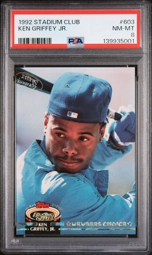PSA 8 NM-MT KEN GRIFFEY JR 1992 STADIUM CLUB #603 MEMBERS CHOICE