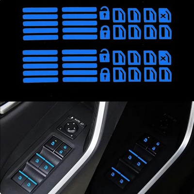 #ad 2 Sheet Luminous Blue Car Interior Window Door Switch Sticker Car Accessories $7.72