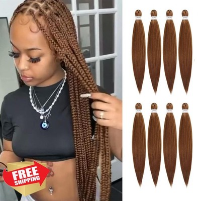 DIFUNEE 14'' Short Brown Braiding Hair 8 Packs Yaki Texture Synthetic Extensions