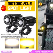 Motorcycle Fog Headlight Driving Lamp White Spot Twin Universal Amber w/Switch