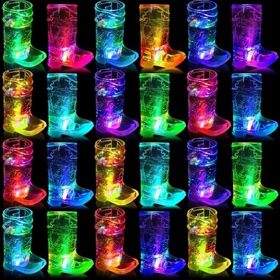 16-Pack LED Cowboy Boot Light Up Shot Glasses - Glow in the Dark Barware for ...