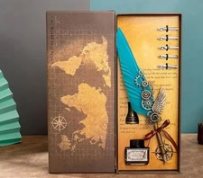 Handcrafted Quill Pen and Ink Set, Antique Dip Feather Pen Gift Set birthday 