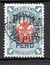 PERU, STAMP CLASSIC OVPT ESCUDO DE CHILE, GUERRA DEL PACIFICO, PIURA VAPOR