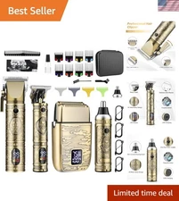 Compact & Washable Men’s Hair Clippers - Complete Grooming Set with LED Display