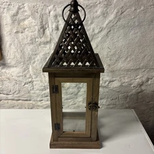 Farm Style Wooden Candle Lantern Candle Holder Wedding Garden Decor 17” X 6”