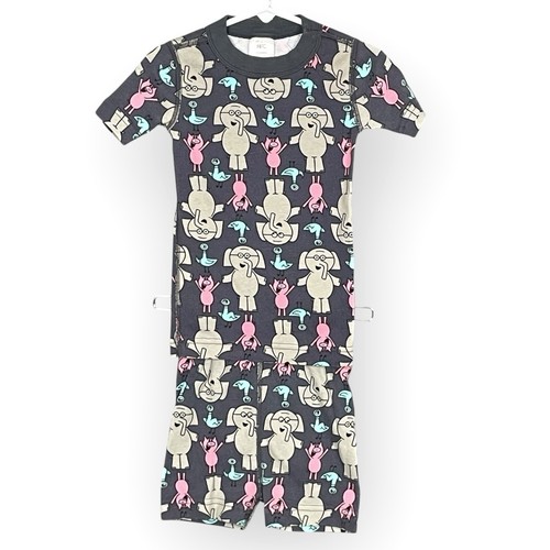Hanna Andersson Kids Elephant Piggie Short John Pajama Set Size 4 Organic Comfy