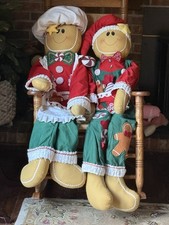 Vintage 5 Foot Tall Festive Holiday Gingerbread Christmas Couple Decor