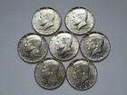 Lot of 7 US 1966-1969 Kennedy 40% Silver Half Dollar Coins = 1 Troy oz Silver+*