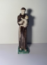 Statue Figur Keramik Des Heiligen Antonius von Padua Mit Jesuskind Franziskaner