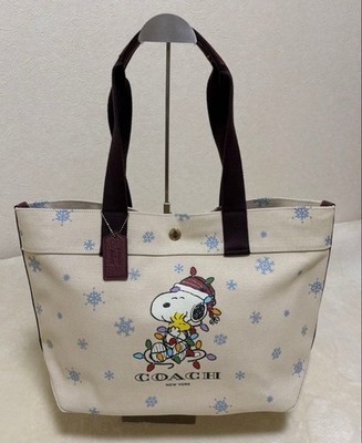 COACH x PEANUTS Snoopy Canvas Tote Bag A4 Schultergriff gebraucht