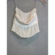 Sincerely Jules Ivory White Mesh and Satin Draped Corset Top Small