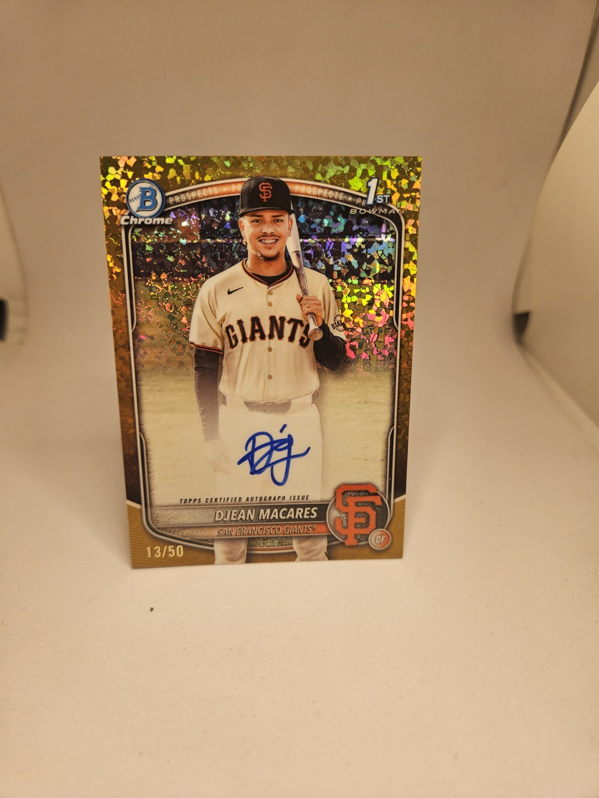 Djean Macares Gold Diamond Auto /50 2025 Bowman Chrome 1st 🔥 Rookie