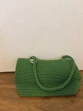 The SAK Small Tote Handbag Women’s Lively Green Crocheted Purse Zip Close