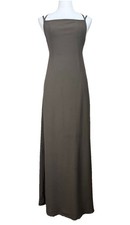 TOBI Maxi Dress S Brownish Green Spaghetti Strap Halter Tie Low Back High Slit