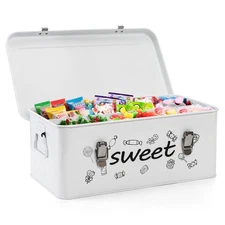 Frcctre Candy Storage Box 4 Compartments Metal Food Container Cookies Snacks ...