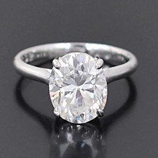 RARE 2.50 Ct Certified Oval Cut Treated White Diamond Solitaire Ring 925 Silver